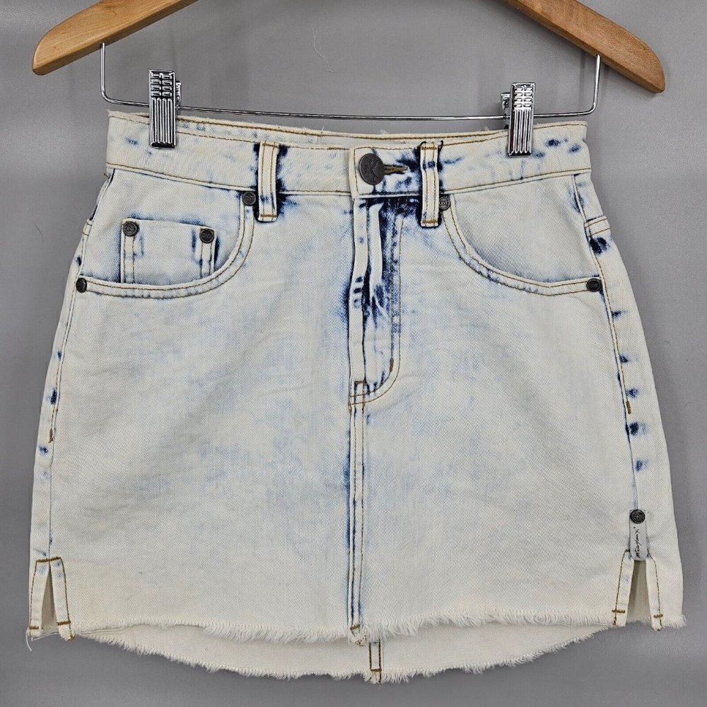 New One Teaspoon 2020 Mini Denim Skirt Womens 24 Classic Light Blue High Waist